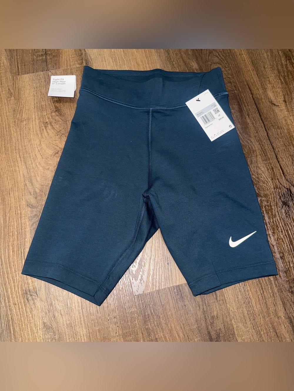 NWT Nike Tight Fit High Rise 8" Biker Shorts Dark Teal Blue - Size XS